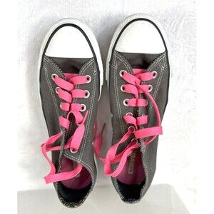 Converse All Star Women's Low Top Gray & Pink Canvas Lace up Sneakers Size 9